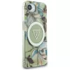 Guess IML Metal Glitter Flowers Triangle Cover posteriore MagSafe per Apple iPhone 16e, Verde