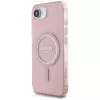 Guess Cover IML Glitter Circle MagSafe per iPhone 16e (rosa)