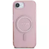Guess Cover IML Glitter Circle MagSafe per iPhone 16e (rosa)