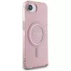 Guess Cover IML Glitter Circle MagSafe per iPhone 16e (rosa)