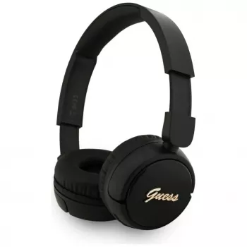 Guess Cuffie over-ear wireless Bluetooth 5.3 Metal Logo Script, nero