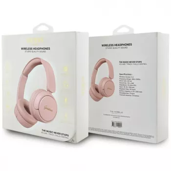 Guess Cuffie on-ear wireless Bluetooth 5.3 Metal Logo Script (rosa)