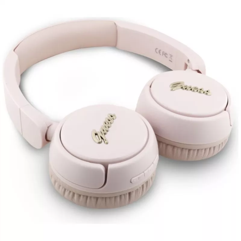 Guess Cuffie on-ear wireless Bluetooth 5.3 Metal Logo Script (rosa)