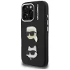 KARL LAGERFELD FW Grained Karl & Choupette Heads Pins Cover per iPhone 16 Pro, nero