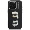 KARL LAGERFELD FW Grained Karl & Choupette Heads Pins Cover per iPhone 16 Pro, nero