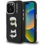 KARL LAGERFELD FW Grained Karl & Choupette Heads Pins Cover per iPhone 16 Pro Max, nero