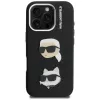 KARL LAGERFELD FW Grained Karl & Choupette Heads Pins Cover per iPhone 16 Pro Max, nero