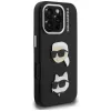 KARL LAGERFELD FW Grained Karl & Choupette Heads Pins Cover per iPhone 16 Pro Max, nero
