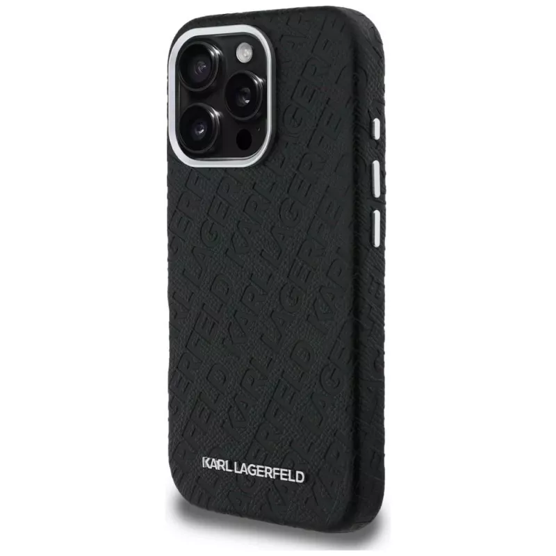 KARL LAGERFELD FW Stamped Karl Cover MagSafe per iPhone 16 Pro, nero