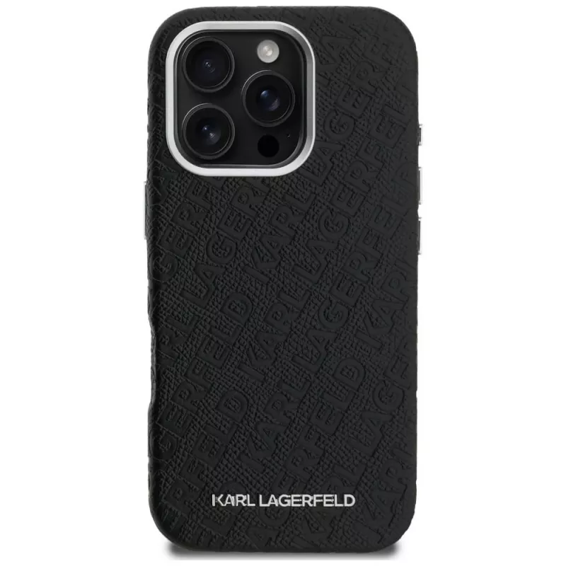 KARL LAGERFELD FW Stamped Karl Cover MagSafe per iPhone 16 Pro, nero