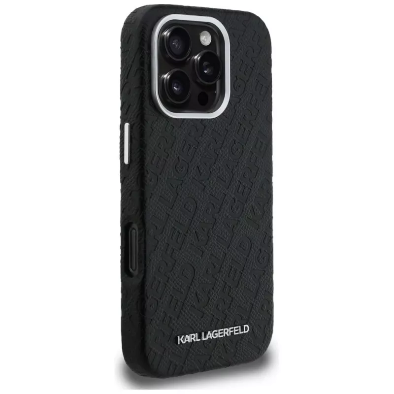 KARL LAGERFELD FW Stamped Karl Cover MagSafe per iPhone 16 Pro, nero