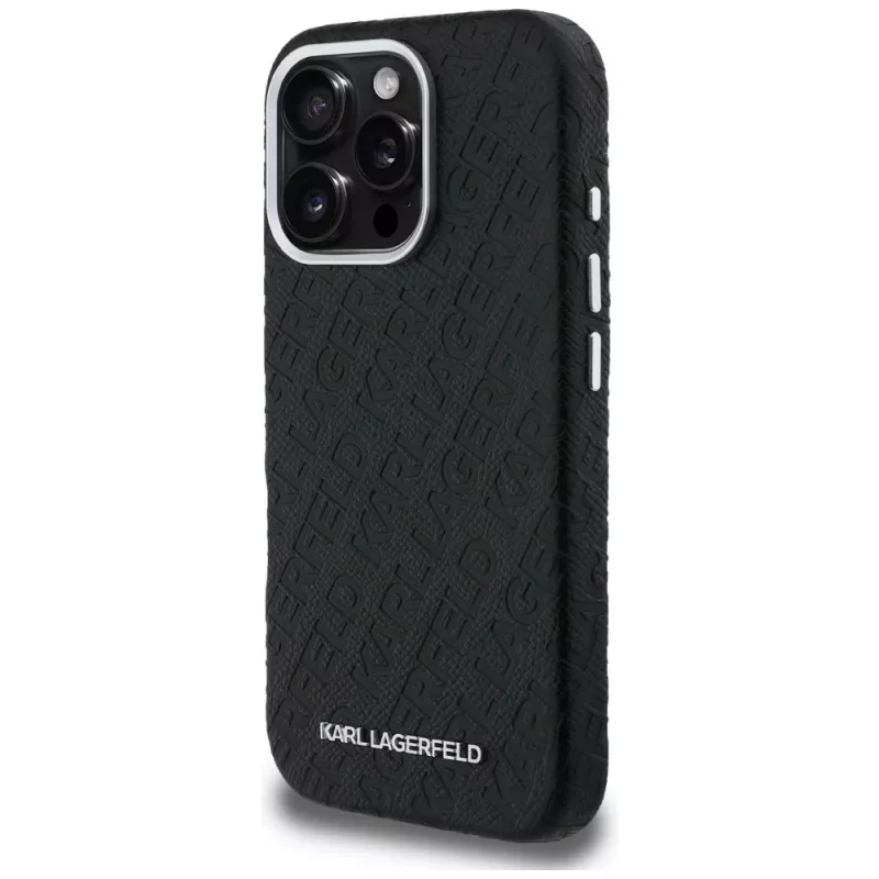 KARL LAGERFELD FW Stamped Karl Cover MagSafe per iPhone 16 Pro Max nero