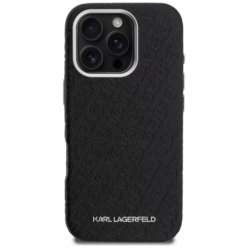 KARL LAGERFELD FW Stamped Karl Cover MagSafe per iPhone 16 Pro Max nero