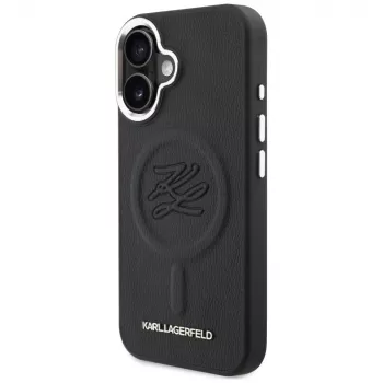 Karl Lagerfeld Cover Initial & Metal Logo MagSafe per Apple iPhone 16, nero