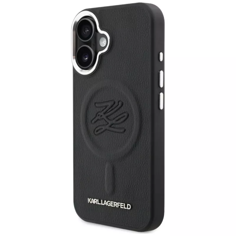 Karl Lagerfeld Cover Initial & Metal Logo MagSafe per Apple iPhone 16, nero