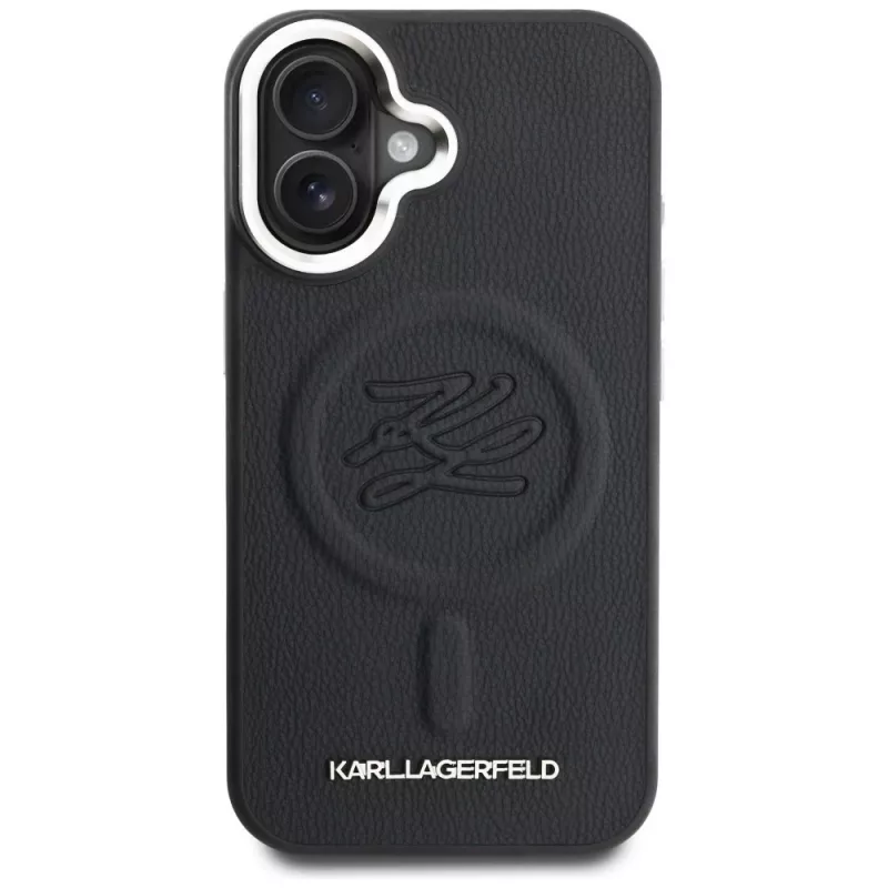 Karl Lagerfeld Cover Initial & Metal Logo MagSafe per Apple iPhone 16, nero