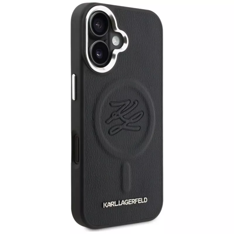 Karl Lagerfeld Cover Initial & Metal Logo MagSafe per Apple iPhone 16, nero