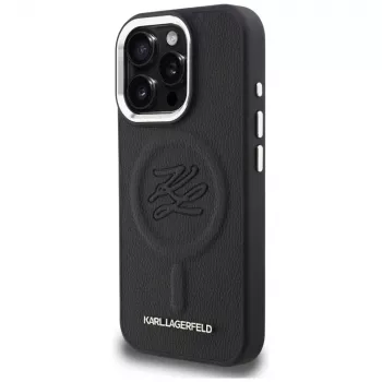 Karl Lagerfeld Cover Initial & Metal Logo MagSafe per iPhone 16 Pro, nero