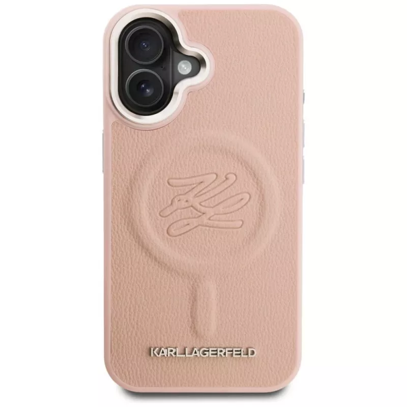 Karl Lagerfeld Cover Initial & Metal Logo MagSafe per iPhone 16 rosa
