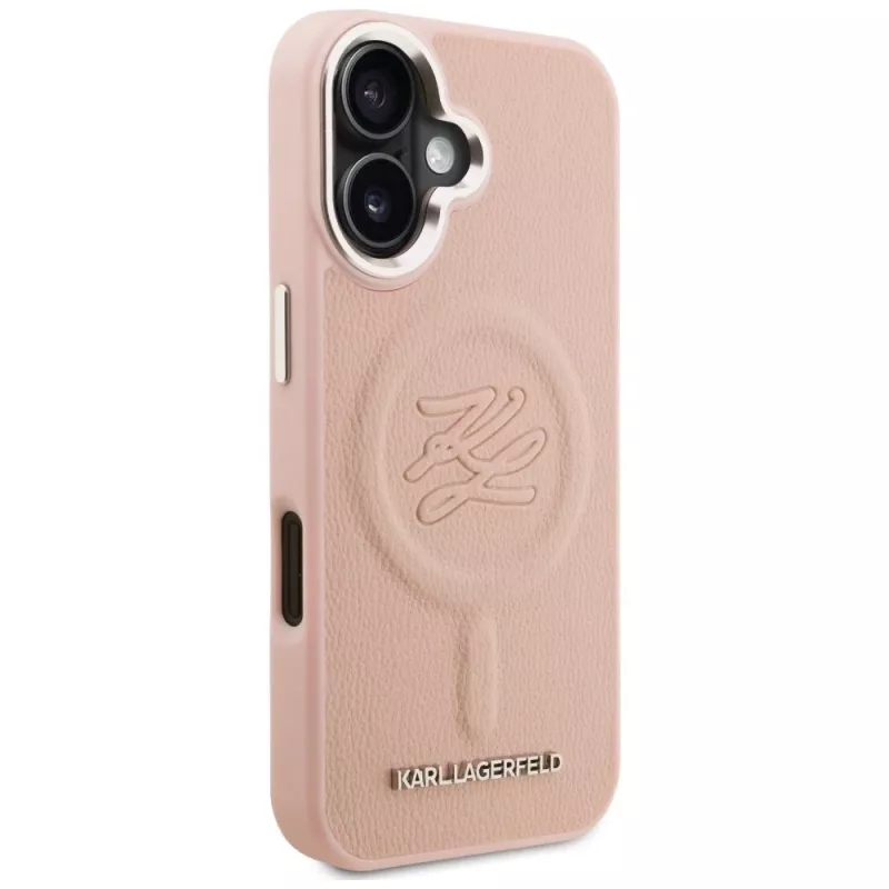 Karl Lagerfeld Cover Initial & Metal Logo MagSafe per iPhone 16 rosa