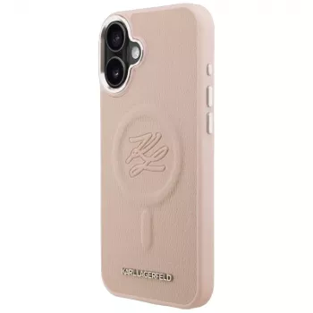 Karl Lagerfeld Cover Initial & Metal Logo MagSafe per iPhone 16 Plus rosa
