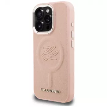 KARL LAGERFELD Cover Initial & Metal Logo MagSafe per iPhone 16 Pro Max rosa