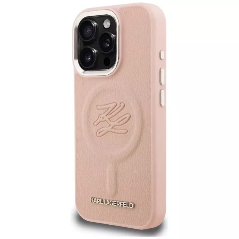 KARL LAGERFELD Cover Initial & Metal Logo MagSafe per iPhone 16 Pro Max rosa