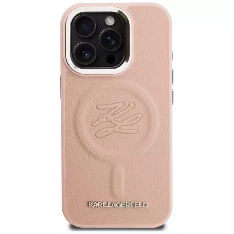 KARL LAGERFELD Cover Initial & Metal Logo MagSafe per iPhone 16 Pro Max rosa
