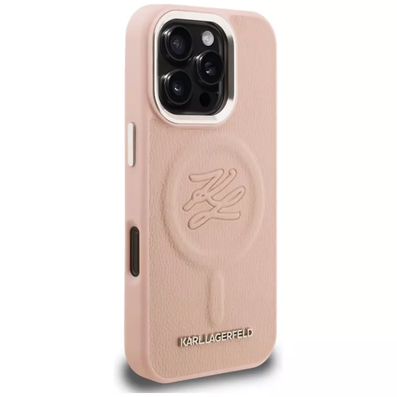 KARL LAGERFELD Cover Initial & Metal Logo MagSafe per iPhone 16 Pro Max rosa