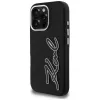 Karl Lagerfeld FW Grained Signature Logo Cover per iPhone 16 Pro, nero