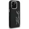 Karl Lagerfeld FW Grained Signature Logo Cover per iPhone 16 Pro, nero