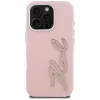 KARL LAGERFELD FW Grained Signature Logo Cover rigida per iPhone 16 Pro, rosa