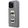Karl Lagerfeld FW Grained Karl & Choupette Heads Pins Cover per iPhone 16 Pro grigio