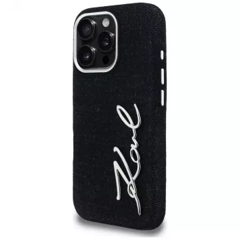KARL LAGERFELD FW Jeans Signature Logo Cover per iPhone 16 Pro Max, nero
