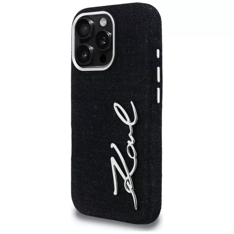 KARL LAGERFELD FW Jeans Signature Logo Cover per iPhone 16 Pro Max, nero