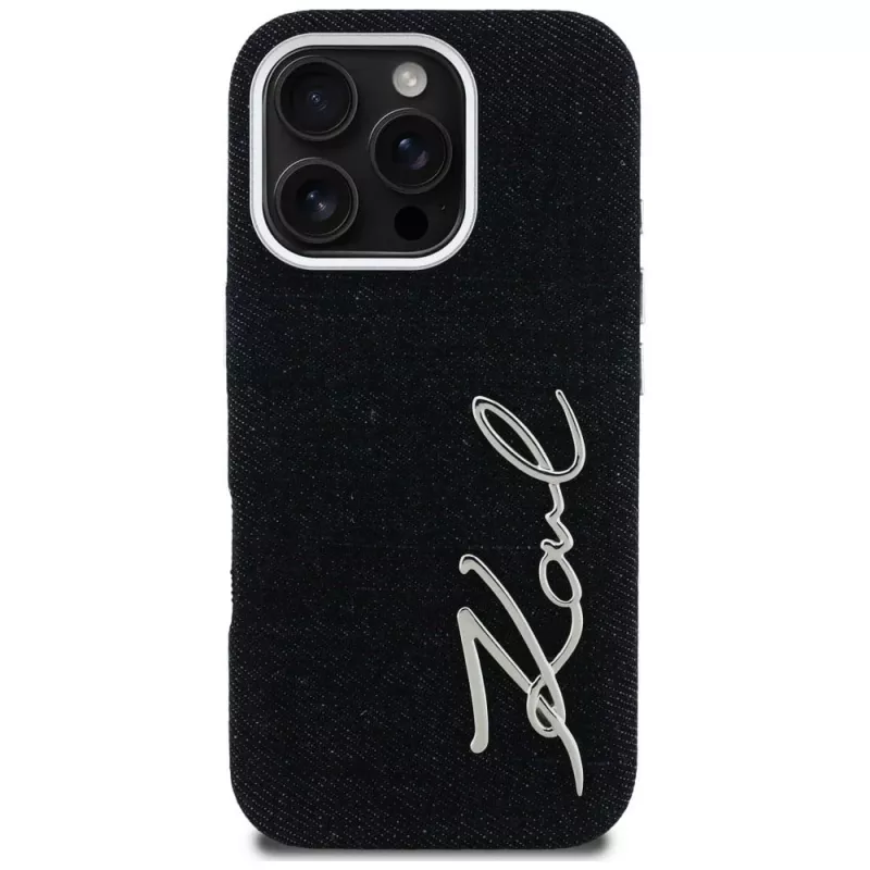 KARL LAGERFELD FW Jeans Signature Logo Cover per iPhone 16 Pro Max, nero