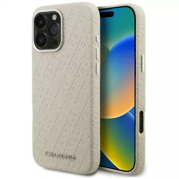KARL LAGERFELD FW Stamped Karl Cover MagSafe per iPhone 16 Pro Max, beige