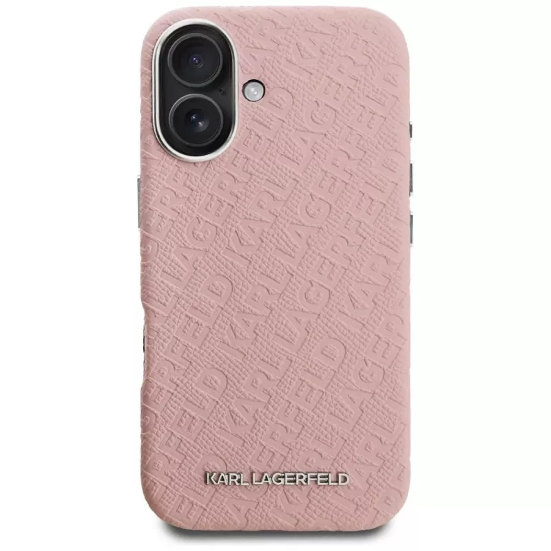KARL LAGERFELD Stamped Karl Cover MagSafe per iPhone 16 rosa