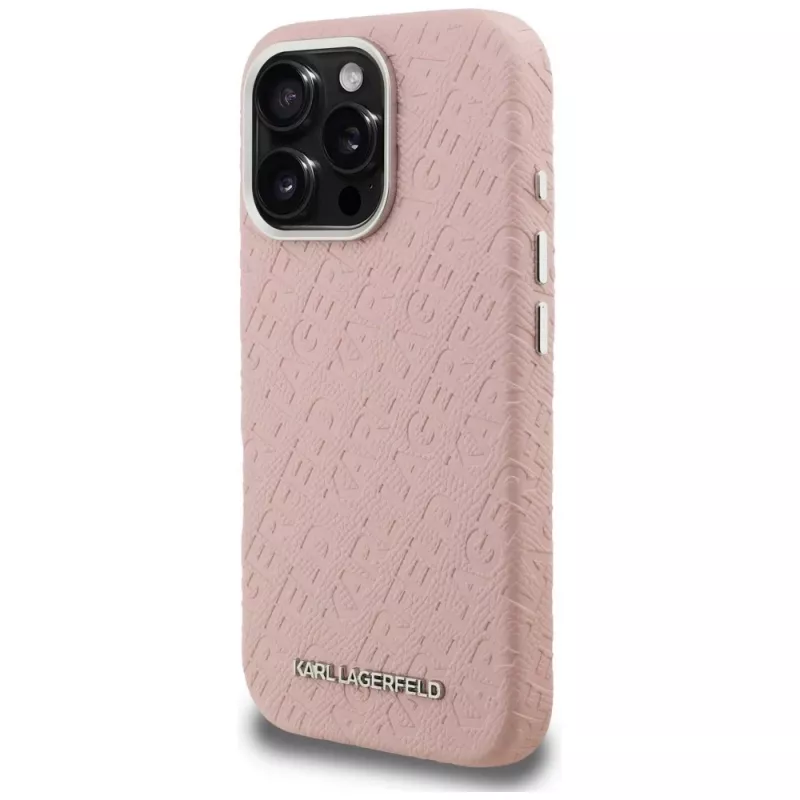 Karl Lagerfeld FW Stamped Karl Cover MagSafe per iPhone 16 Pro rosa