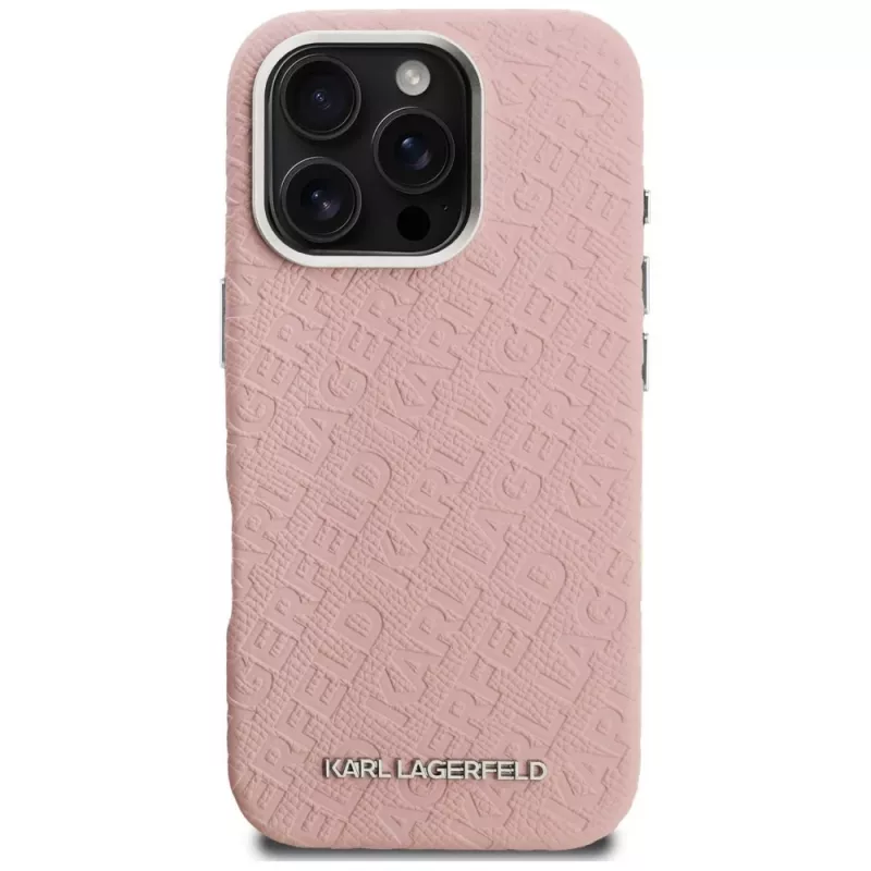Karl Lagerfeld FW Stamped Karl Cover MagSafe per iPhone 16 Pro rosa