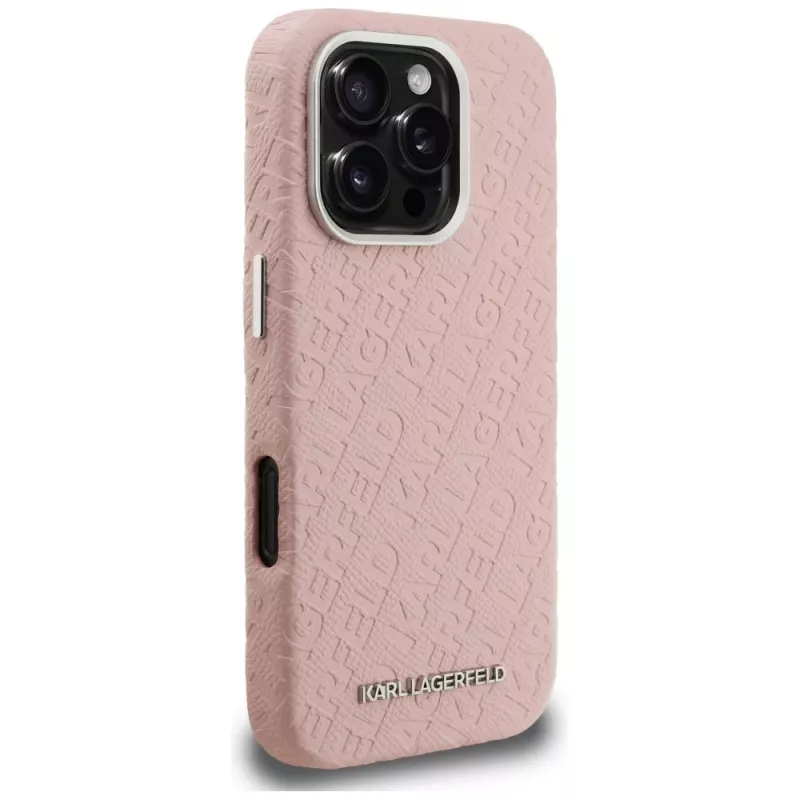 Karl Lagerfeld FW Stamped Karl Cover MagSafe per iPhone 16 Pro rosa