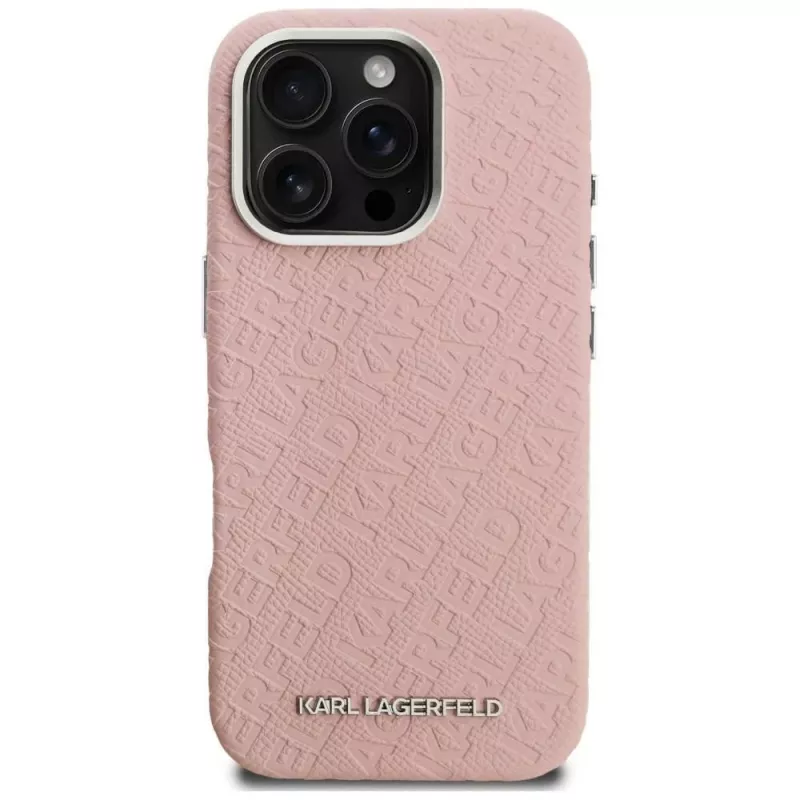 Karl Lagerfeld FW Stamped Karl Cover MagSafe per iPhone 16 Pro Max rosa