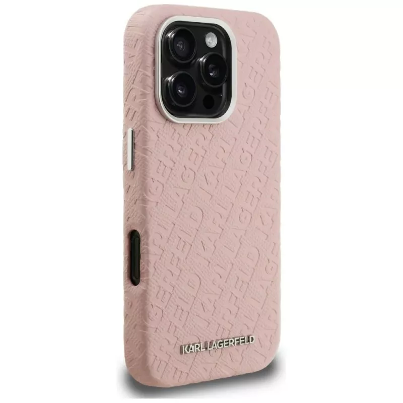 Karl Lagerfeld FW Stamped Karl Cover MagSafe per iPhone 16 Pro Max rosa