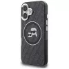Karl Lagerfeld IML Glitter Karl & Choupette Heads Logo Cover MagSafe per iPhone 16, nero