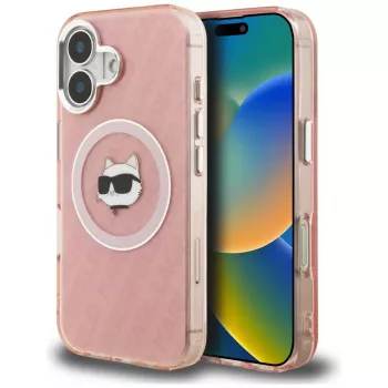 Karl Lagerfeld IML Choupette Head Logo Cover MagSafe per Apple iPhone 16, rosa