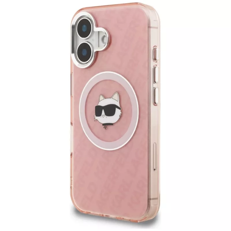 Karl Lagerfeld IML Choupette Head Logo Cover MagSafe per Apple iPhone 16, rosa