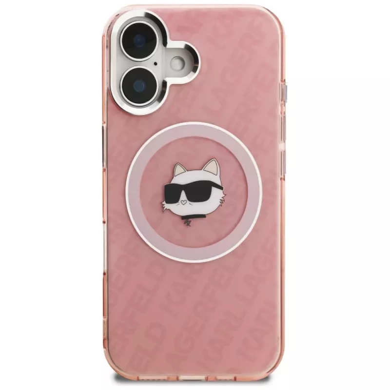 Karl Lagerfeld IML Choupette Head Logo Cover MagSafe per Apple iPhone 16, rosa