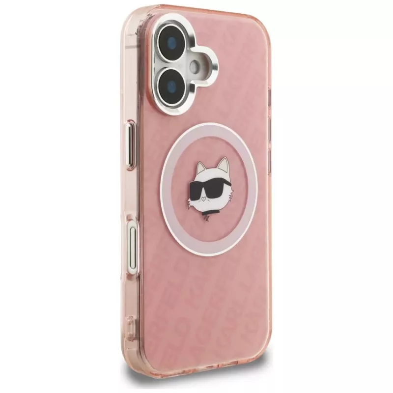 Karl Lagerfeld IML Choupette Head Logo Cover MagSafe per Apple iPhone 16, rosa