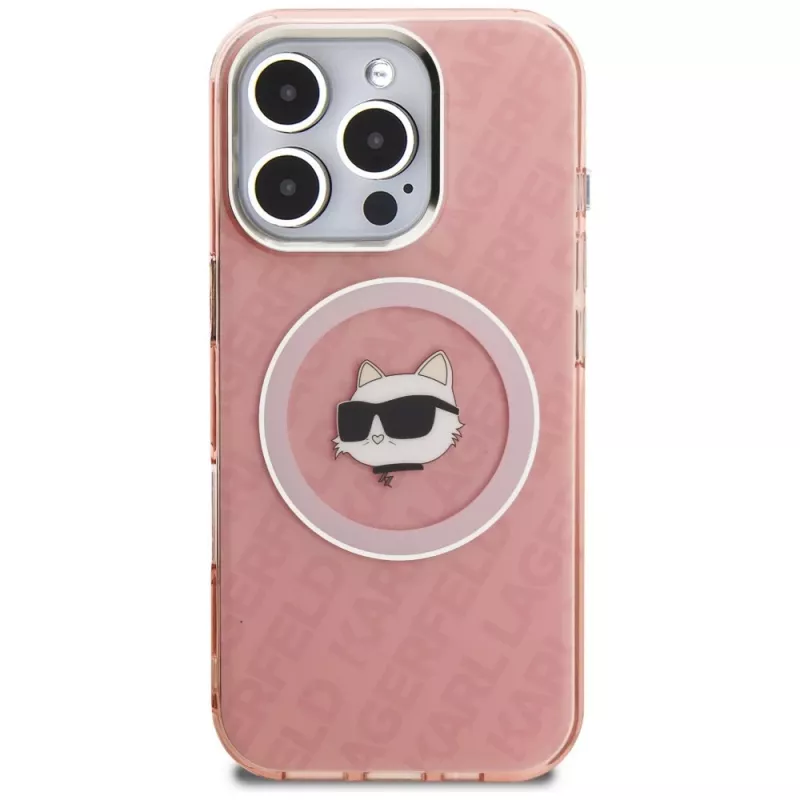 Karl Lagerfeld IML Choupette Head Logo Cover MagSafe per Apple iPhone 16 Pro, rosa