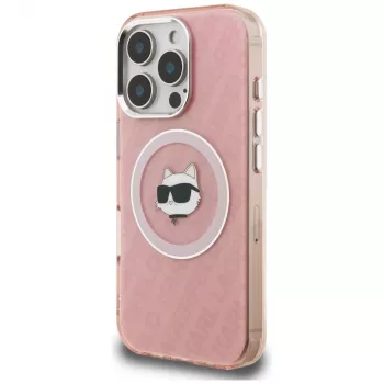 Karl Lagerfeld IML Choupette Head Logo Cover MagSafe per Apple iPhone 16 Pro Max, rosa